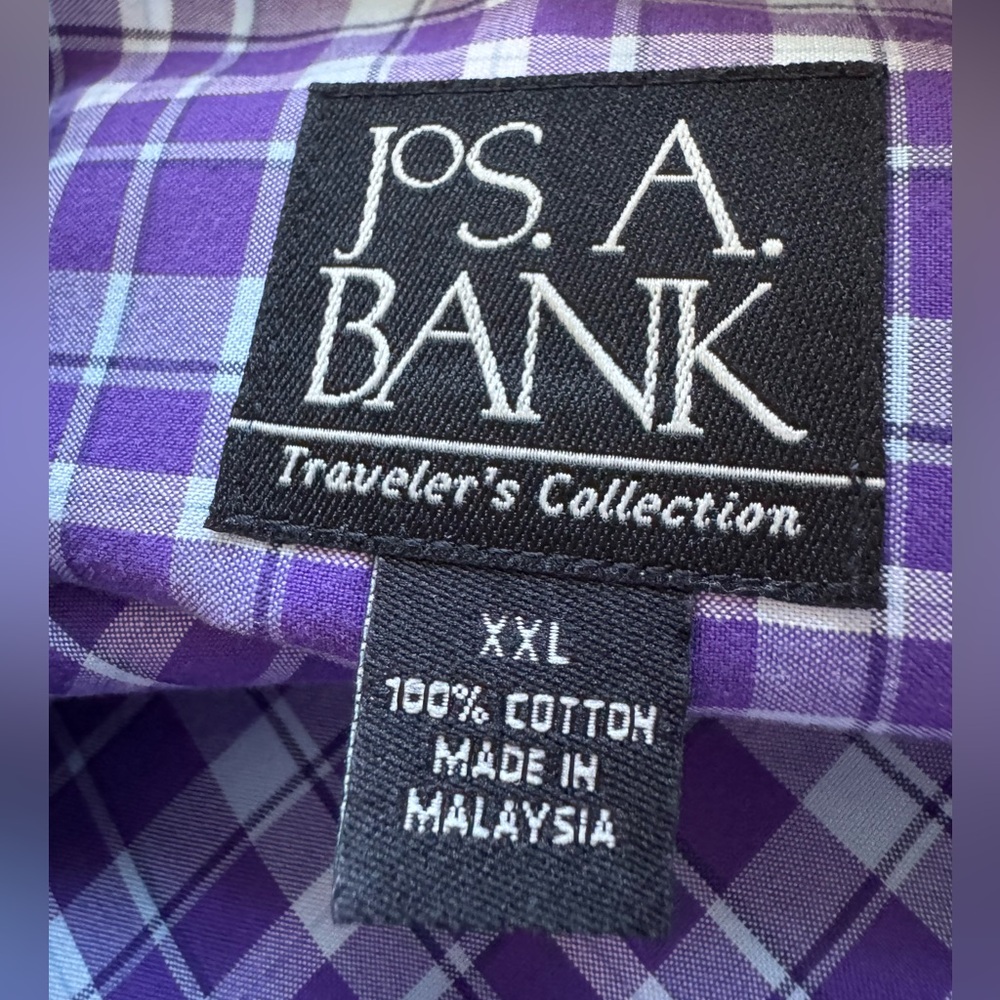 Jos. A. Bank Purple & Blue Plaid Short-Sleeve Button-Down Shirt - Picture 4 of 4